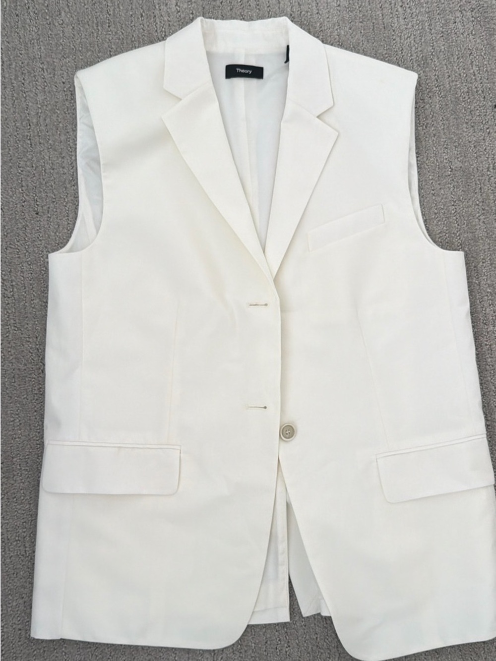 Theory White Sleeveless Blazer Vest